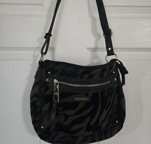 Dana Buchman Black Zebra Print Crossbody Handbag